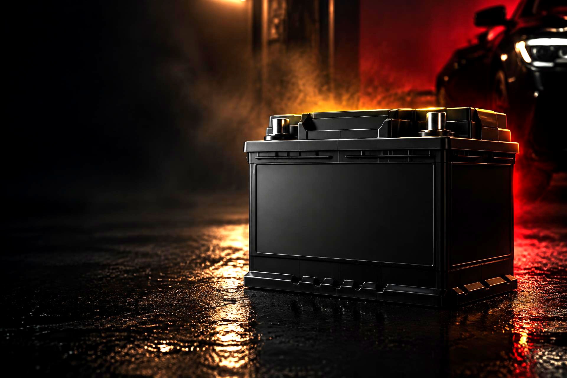 Car battery in a workshop